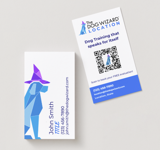 Dog Wizard Business Cards with QR Code